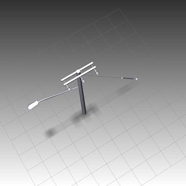 telephone poles untextured 3d model - IWAssembly-Crossarm - Three Phase - Single Deadend - Double Line Arm - 10 by IWTS